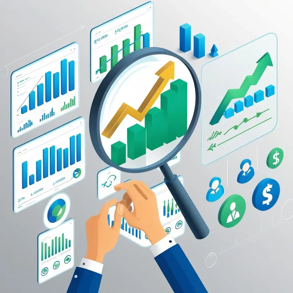 una lupa sobre un grafico